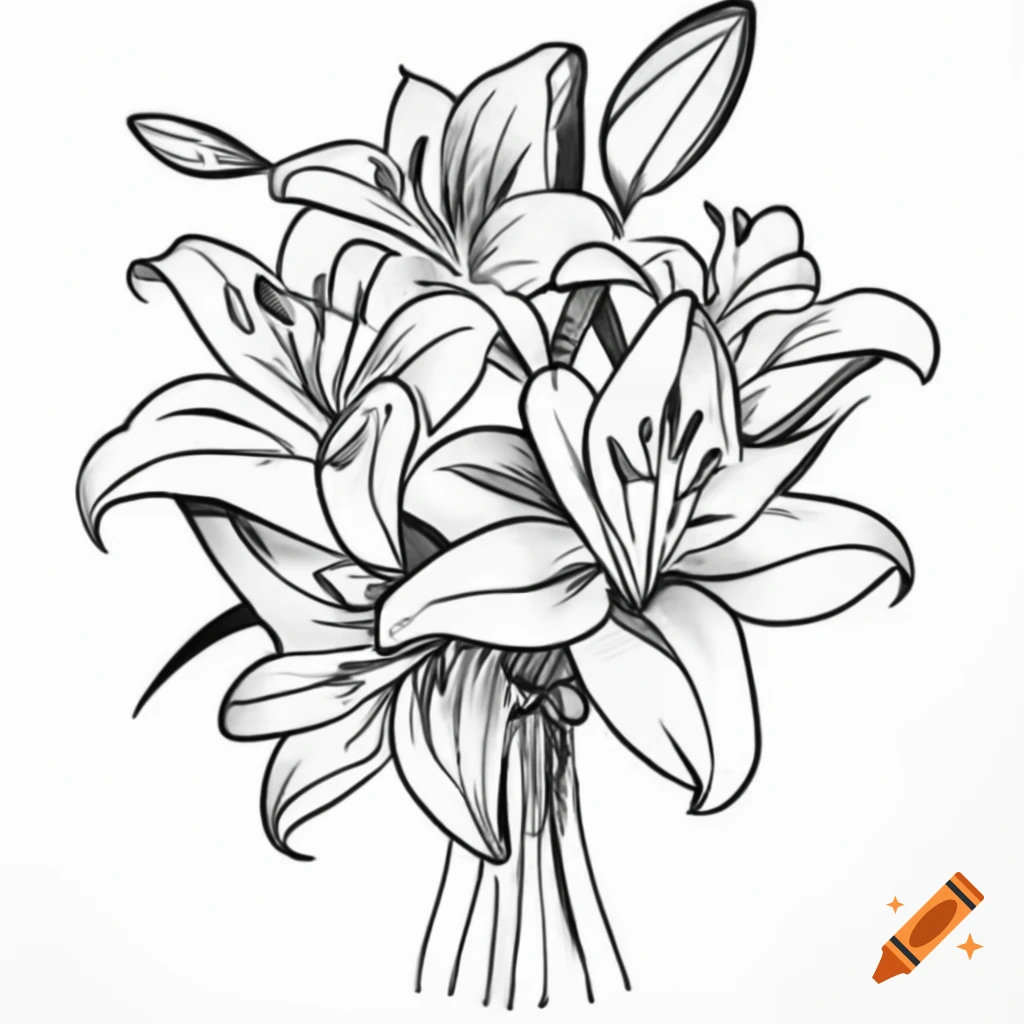Sketch of a bouquet of lilies