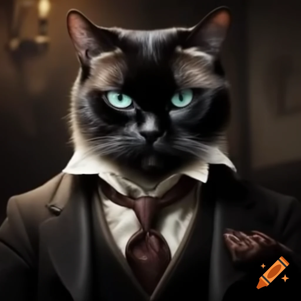 Elegant black cat with a gentlemanly pose