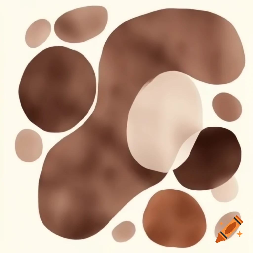 Watercolor drawing with dark brown and white splotches