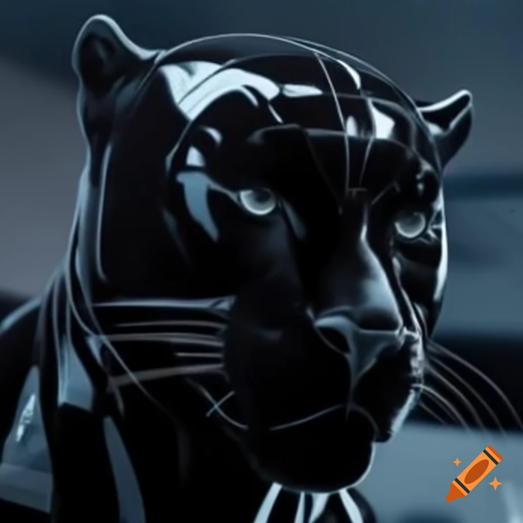 Chrome black panther artwork in Patrick Nagel style