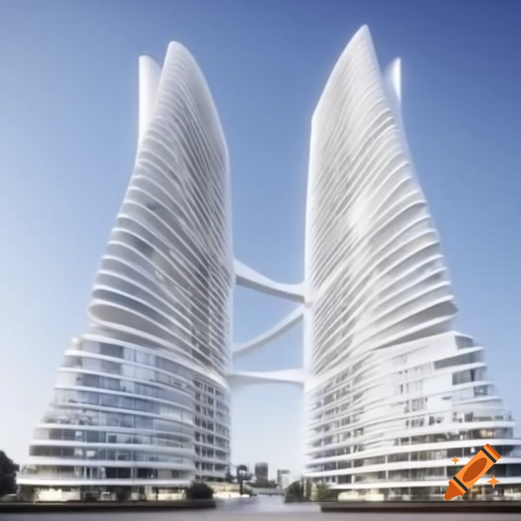 Futuristic white sleek apartment complex