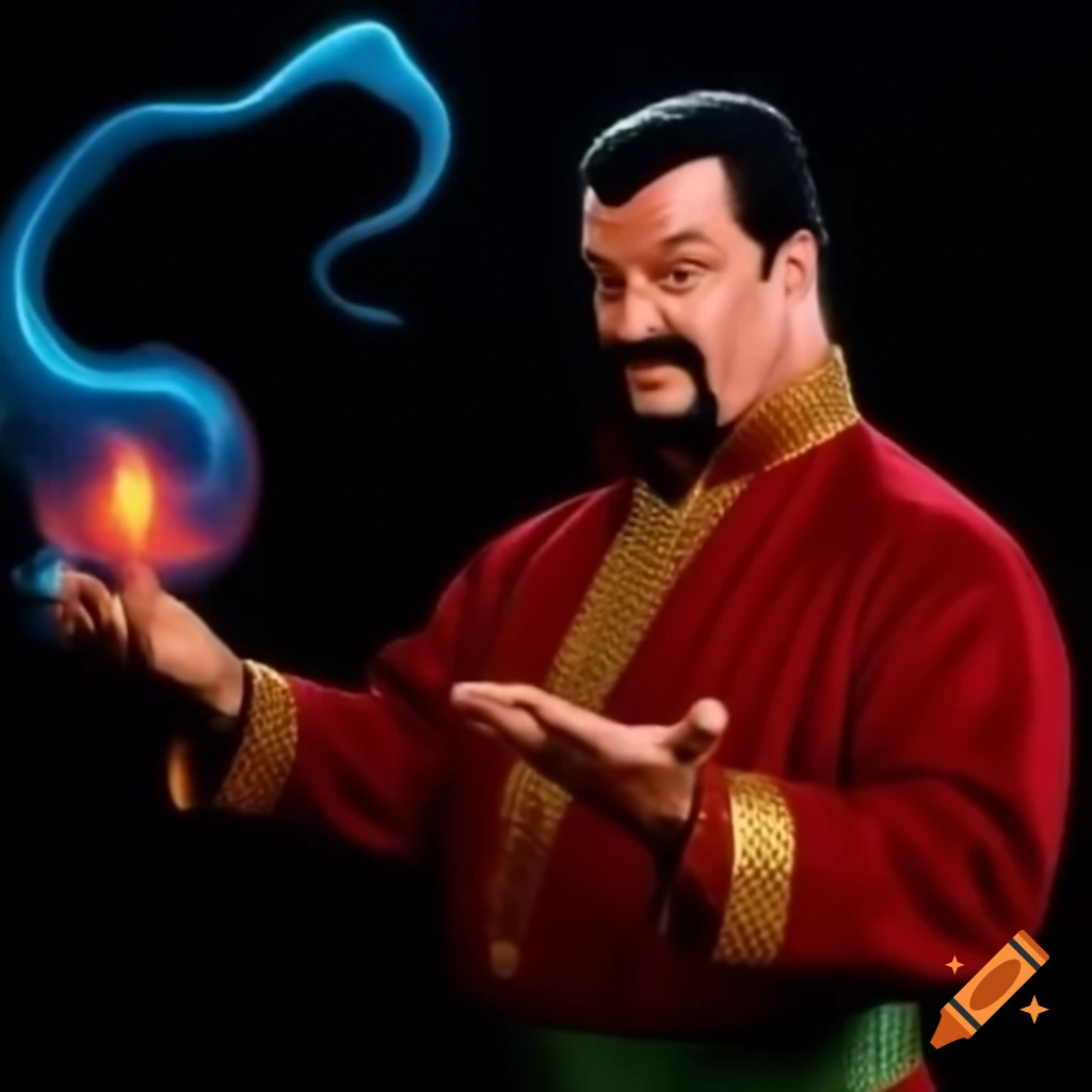 Steven Seagal depicted as a magic genie