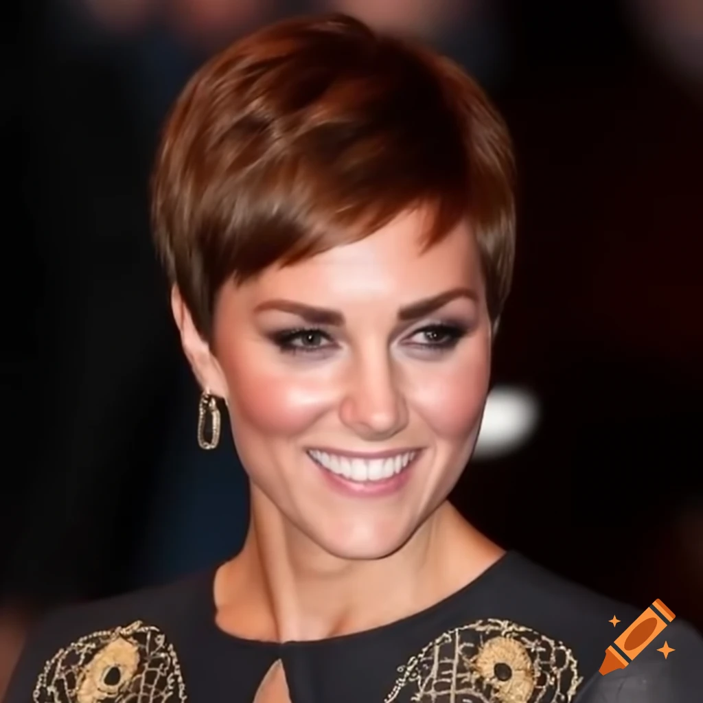 Catherine Middleton with bold short pixie cut hairstyle