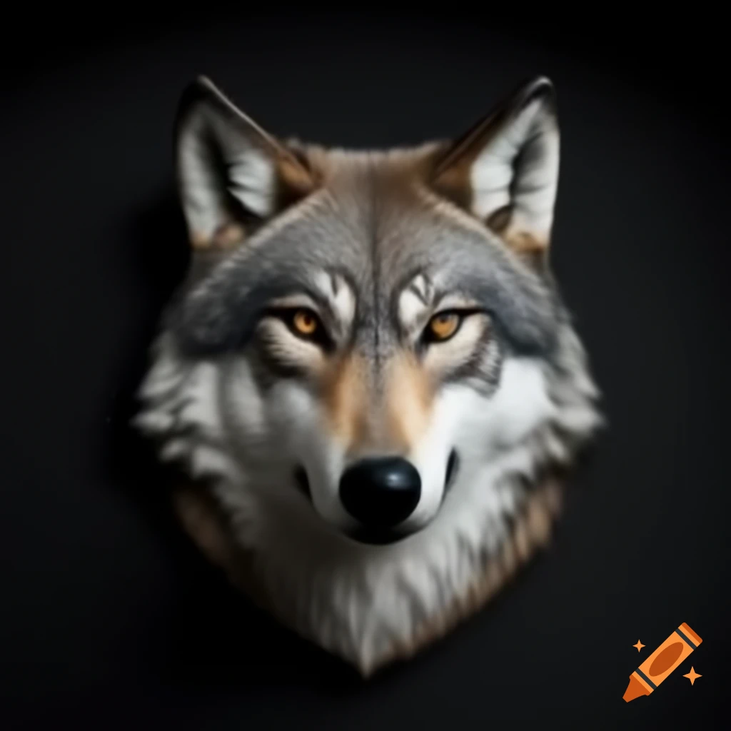 Detailed illustration of a wolf head