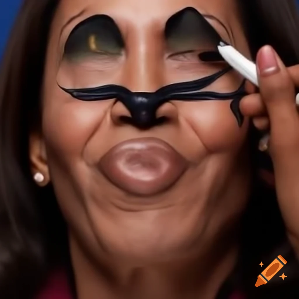 Artwork blending Kamala Harris and Barack Obama into a single figure