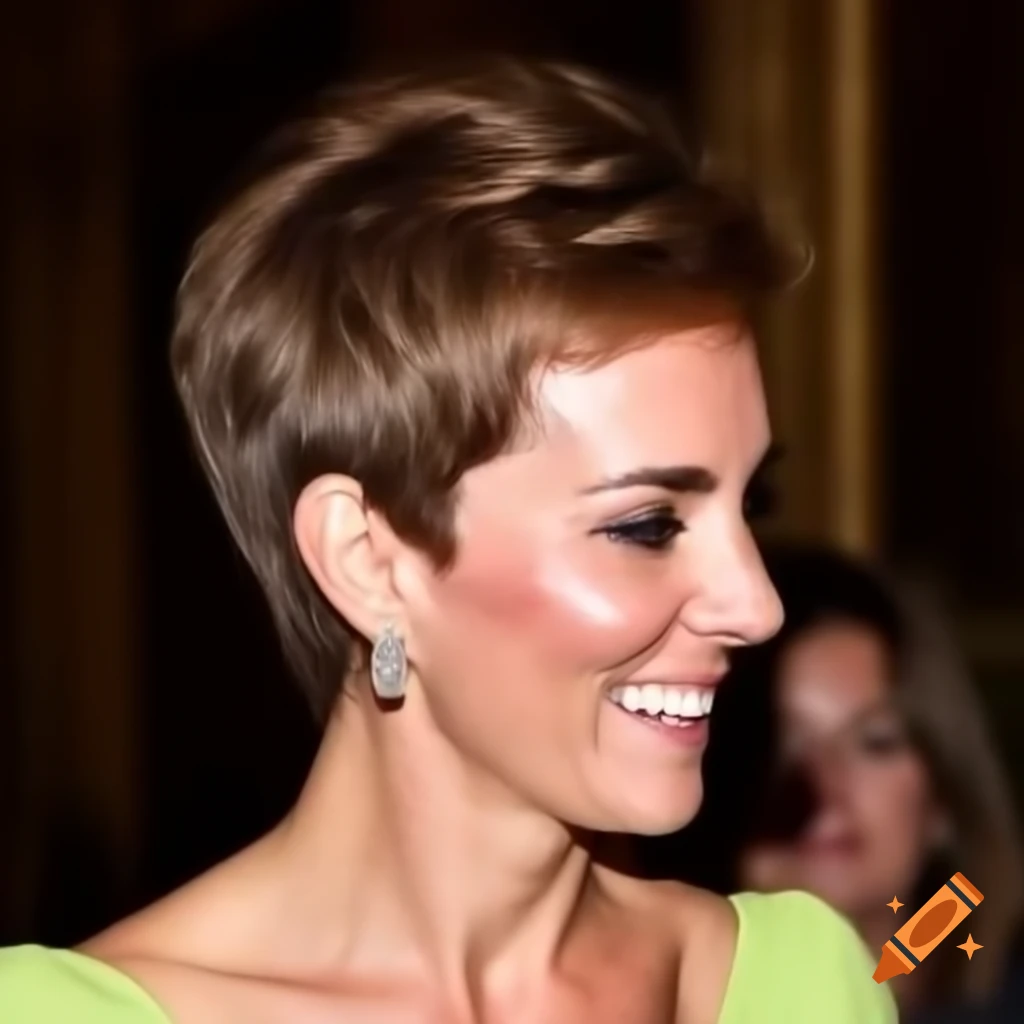 Catherine Middleton's short pixie cut with clippered nape and sides, back view