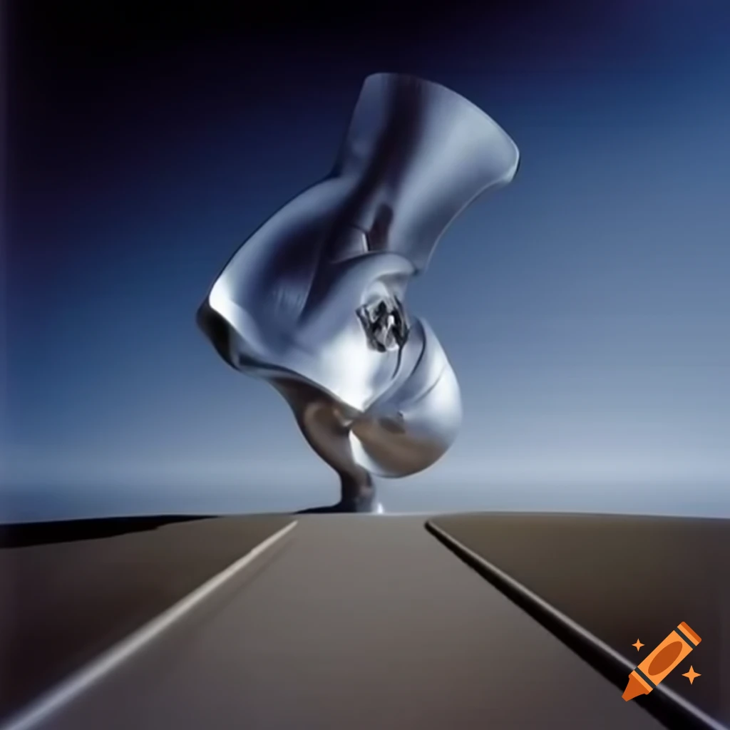 Pop surreal photography featuring silver statue from 2000s