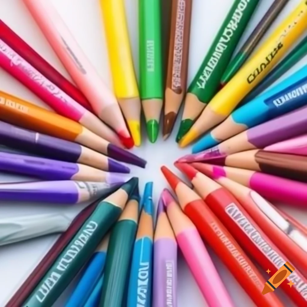 Colorful crayon against white background