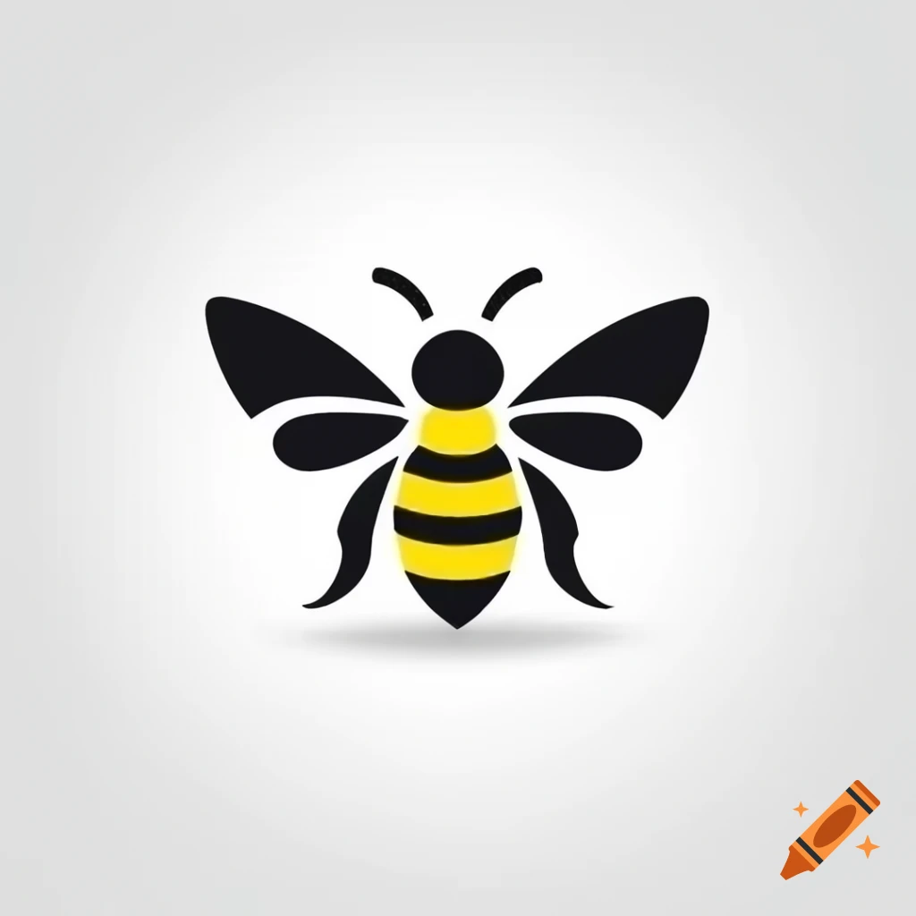 Stylized bee logo with bold black outlines and yellow-black stripes