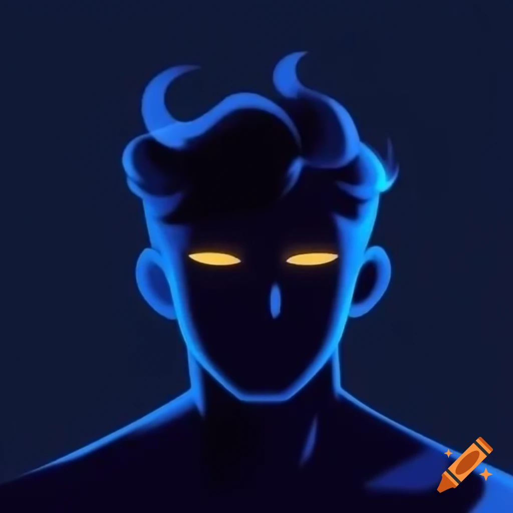 Minimalistic logo of strong man's silhouette with motivational aura in dark blue and black