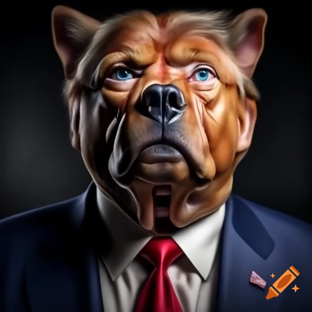 Satirical photorealistic image of frightened person chased by angry dog