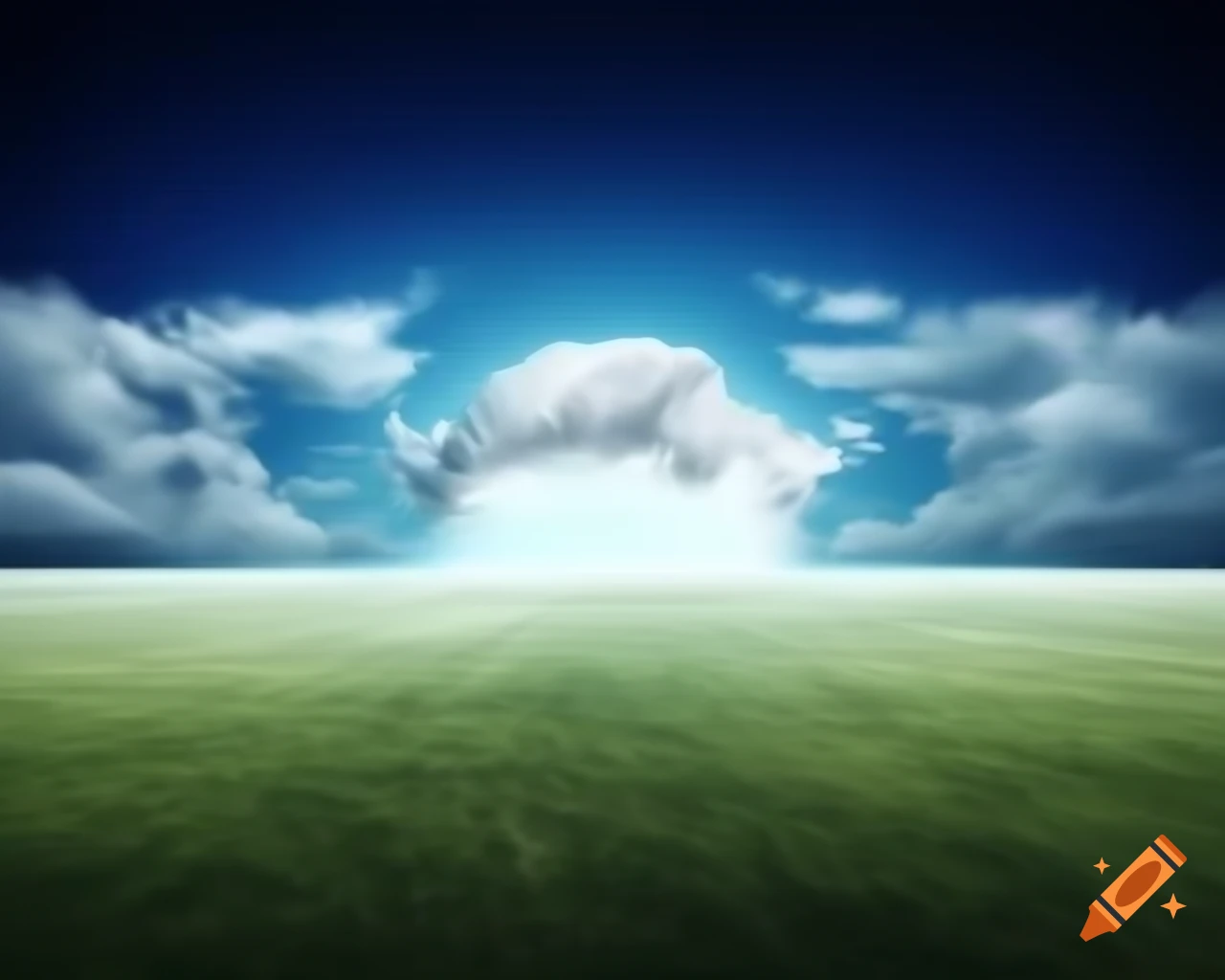 Panoramic view of open field in photorealistic 3D rendering
