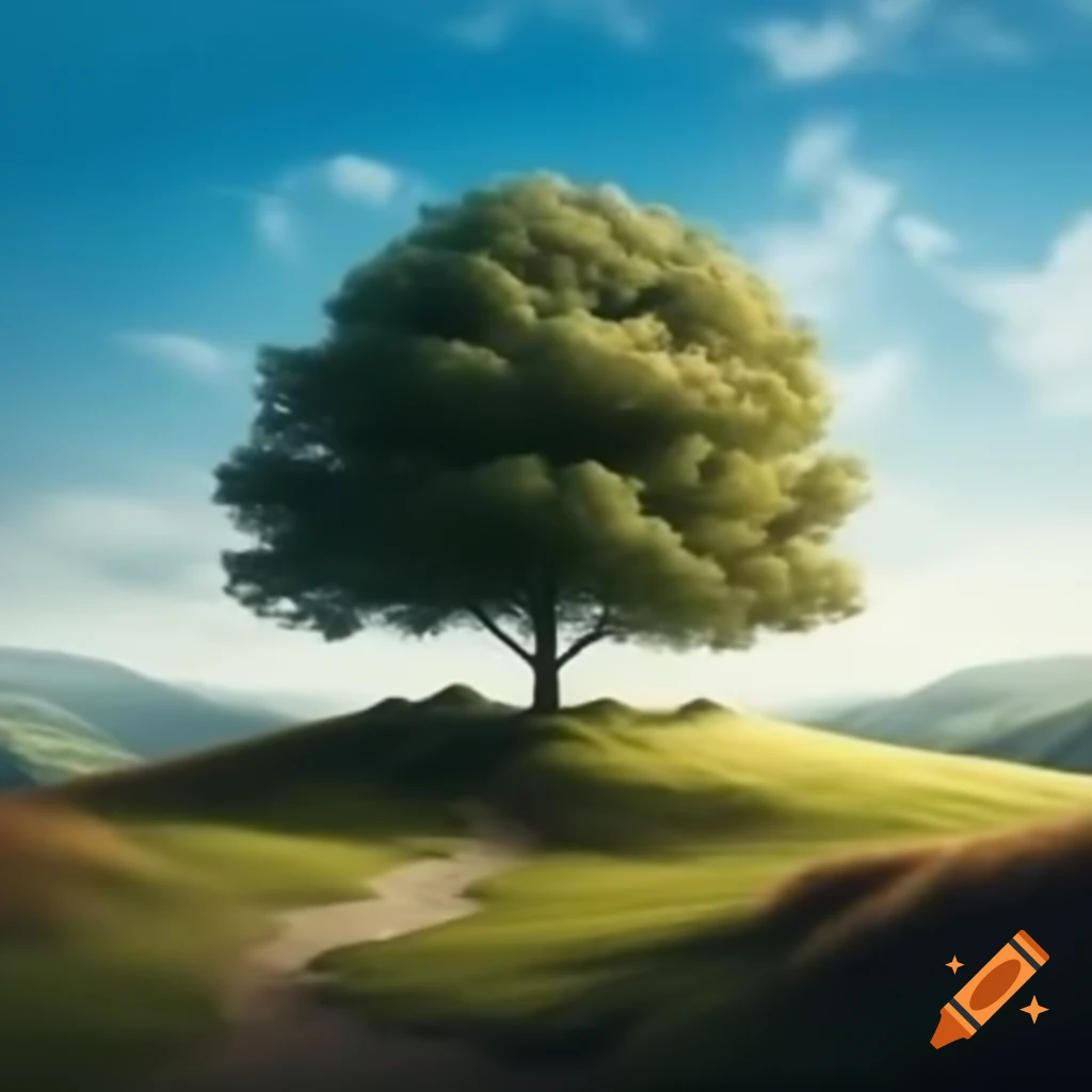 Lonely tree on a hill