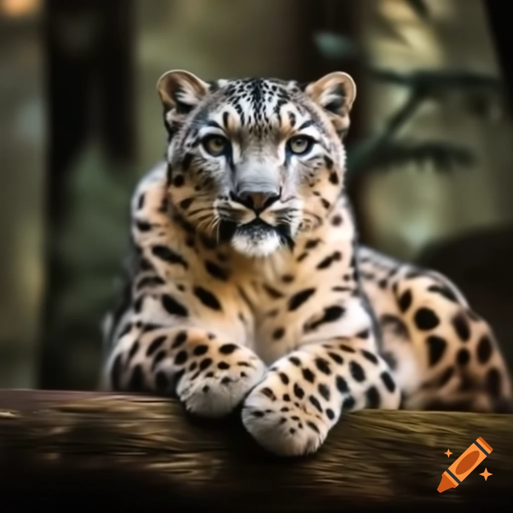 Snow leopard in high-altitude forest