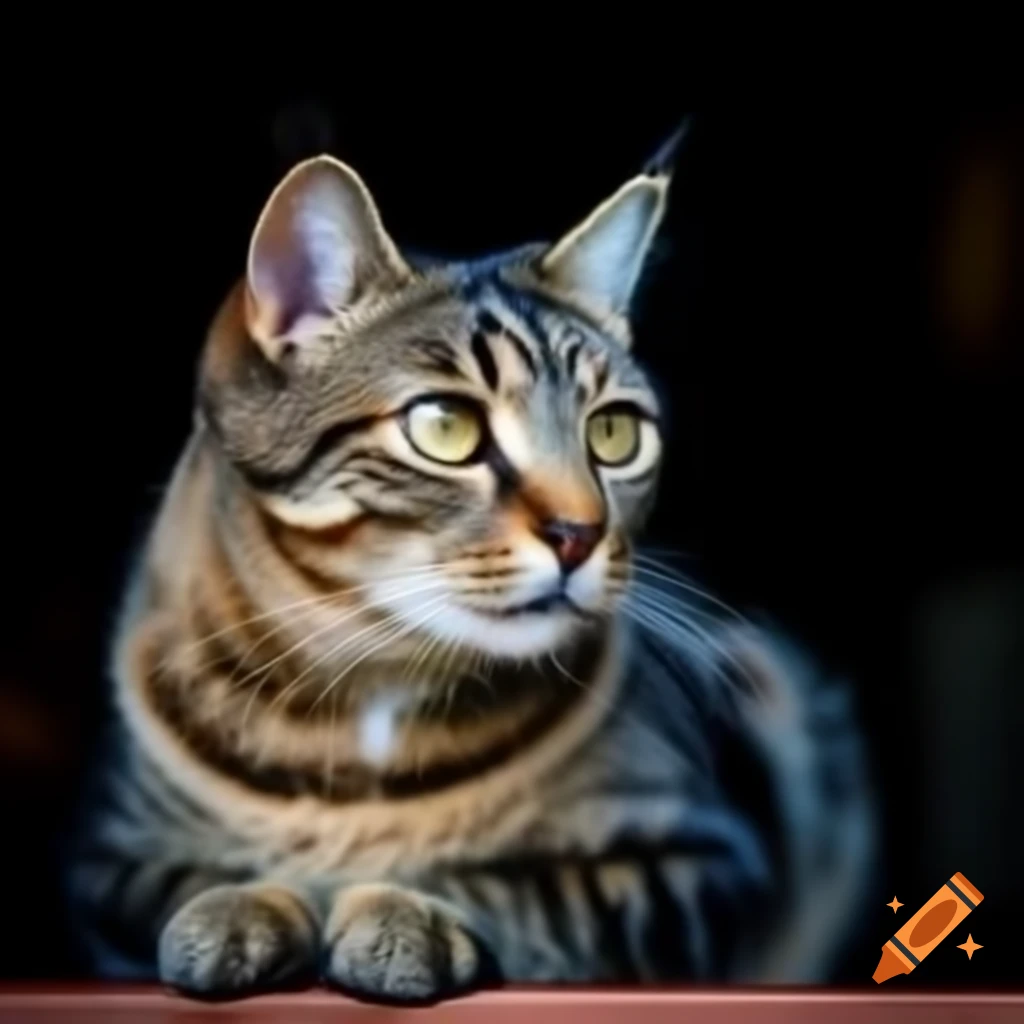 Tabby cat sitting gracefully