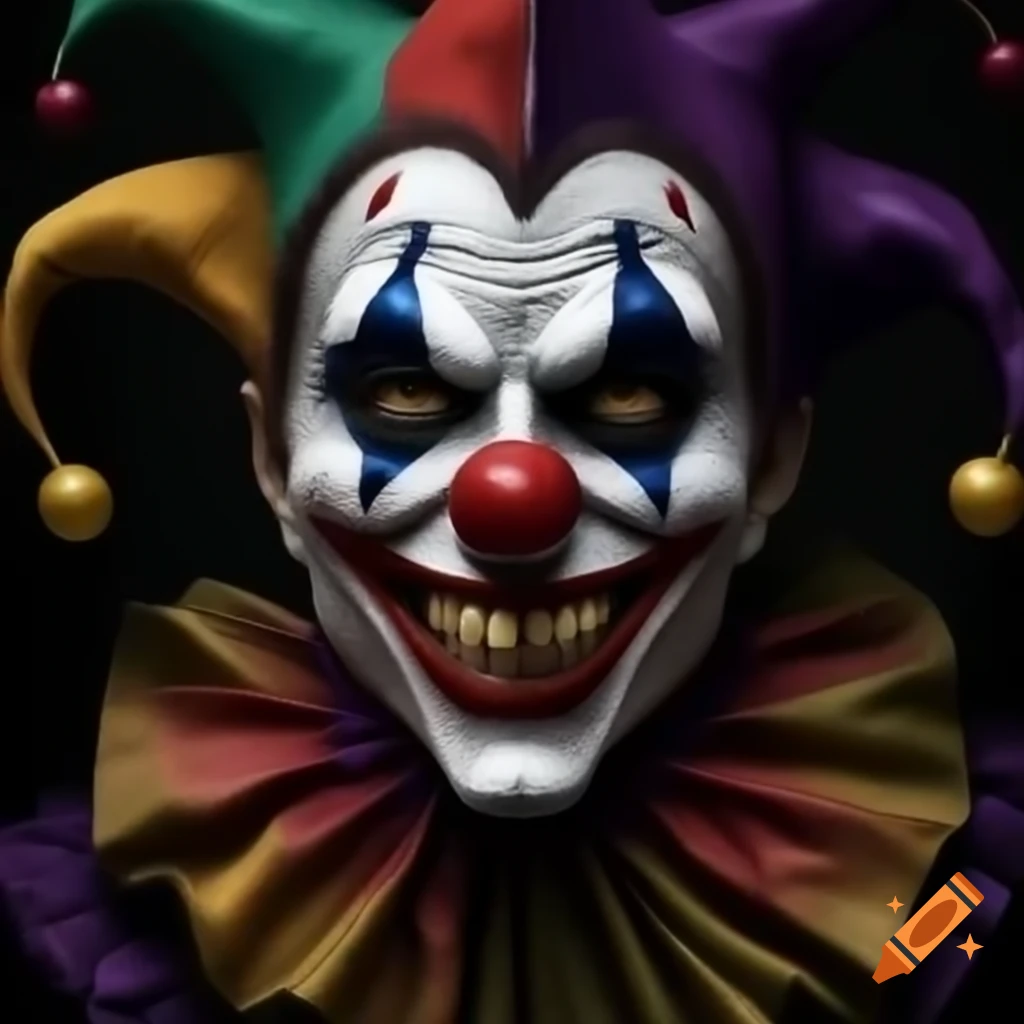 Colorful jester face with expressive features