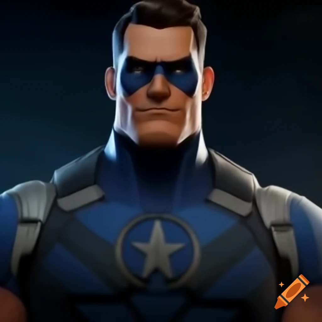 Superhero character with technology theme and 'B' emblem on chest