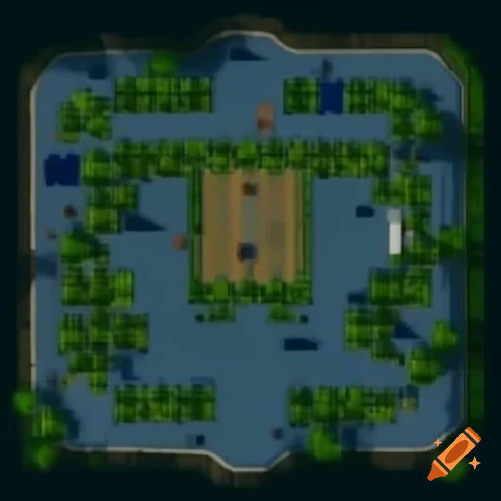 Top view map showcasing computer system servicing players and competitors in town