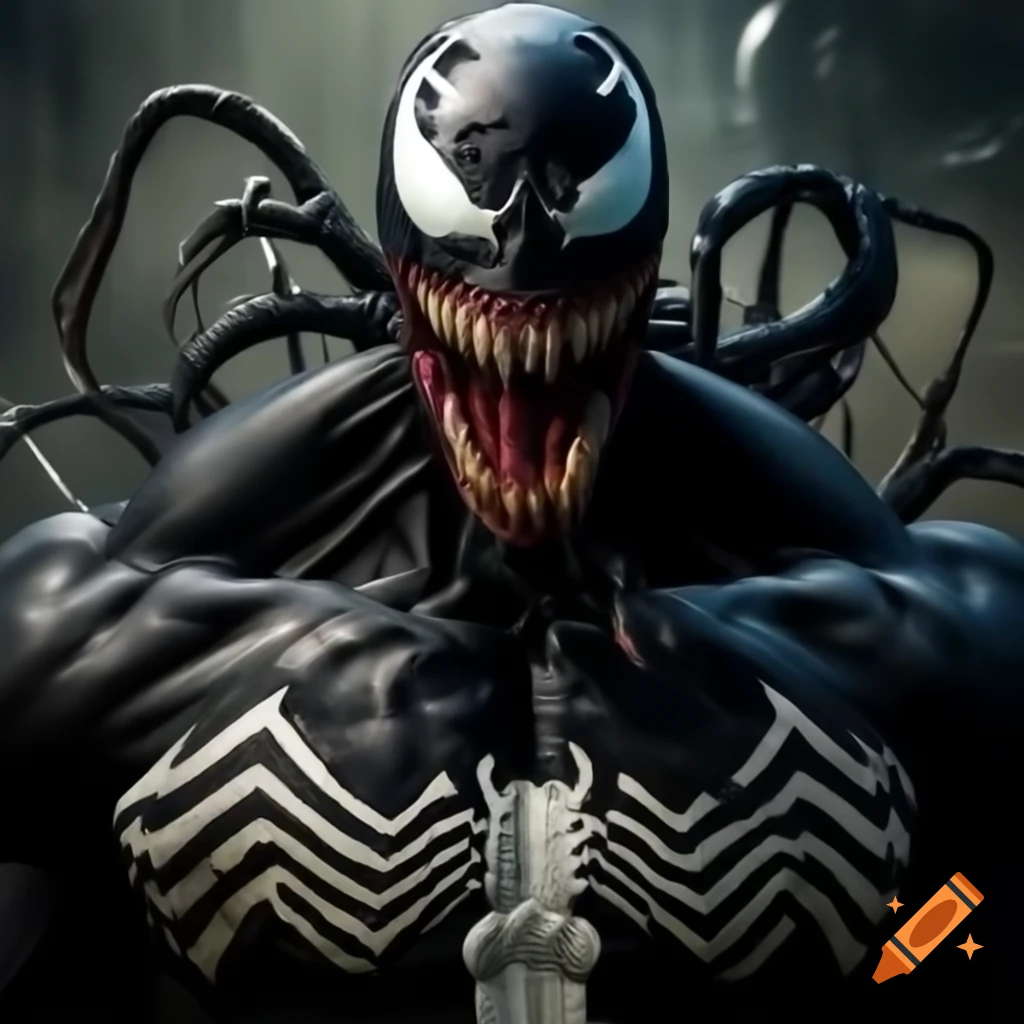Venom symbiote interacting with a zombie character