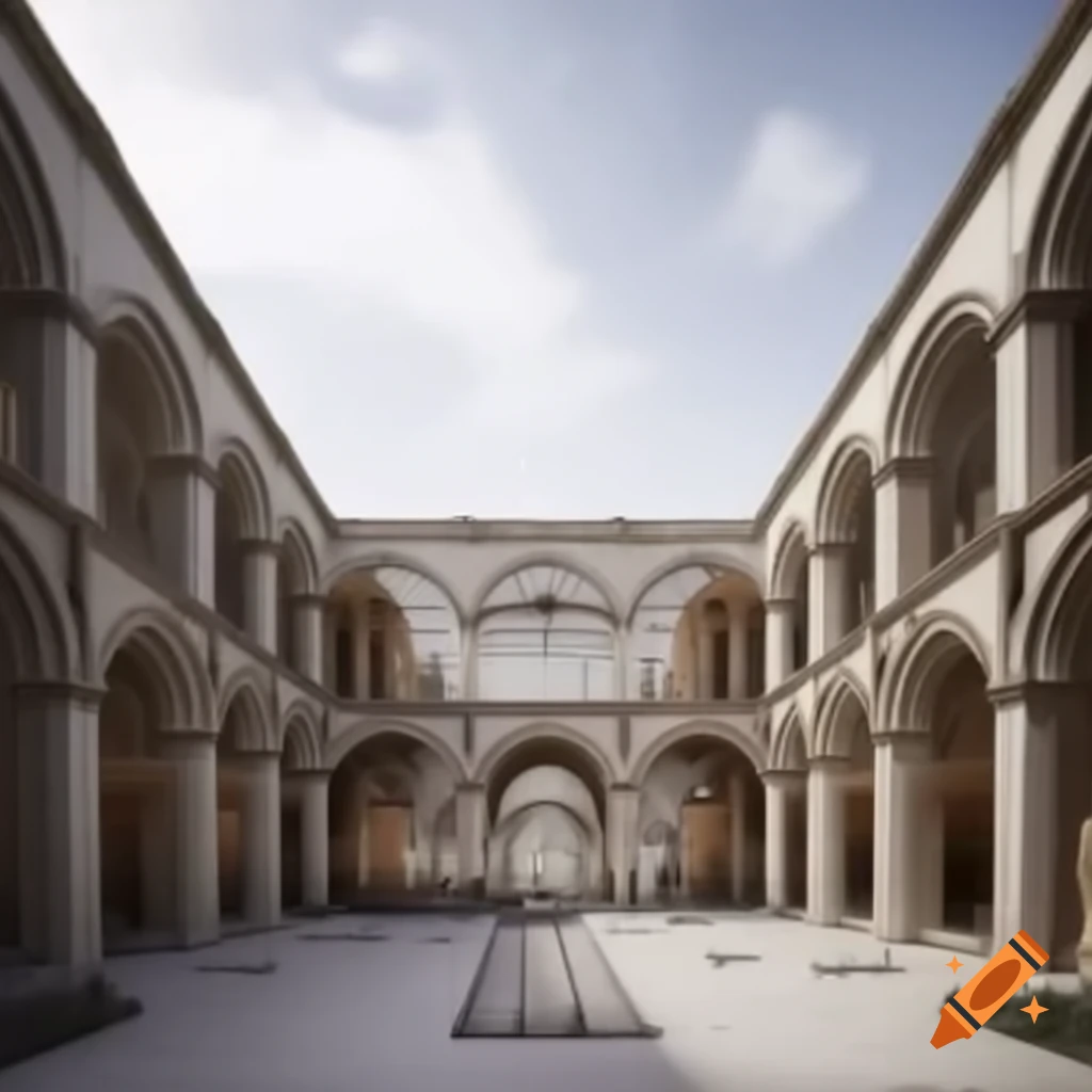 Hotel design featuring Bushehr architectural elements including porticoes and central courtyard