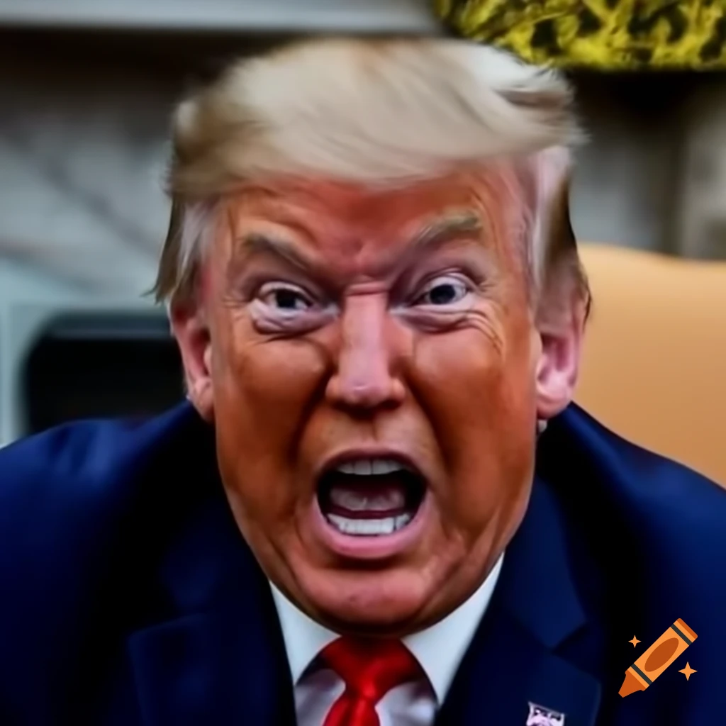 Donald Trump making a silly face in a close-up photo