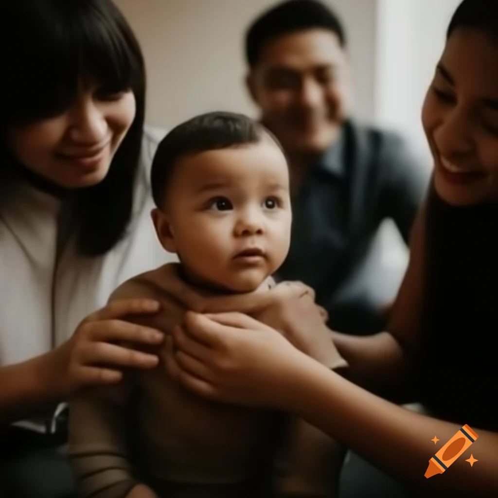 Child with down syndrome engaging playfully with therapist and parents