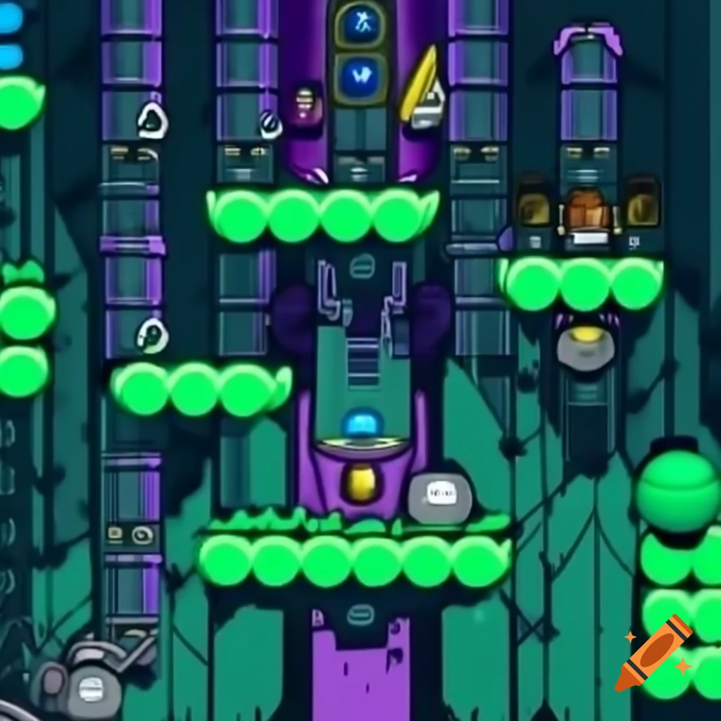 2D platform game scene in forest area inspired by Mega Man X6