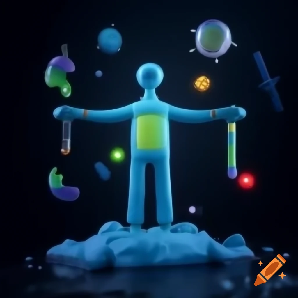 Science-themed illustration with various scientific elements