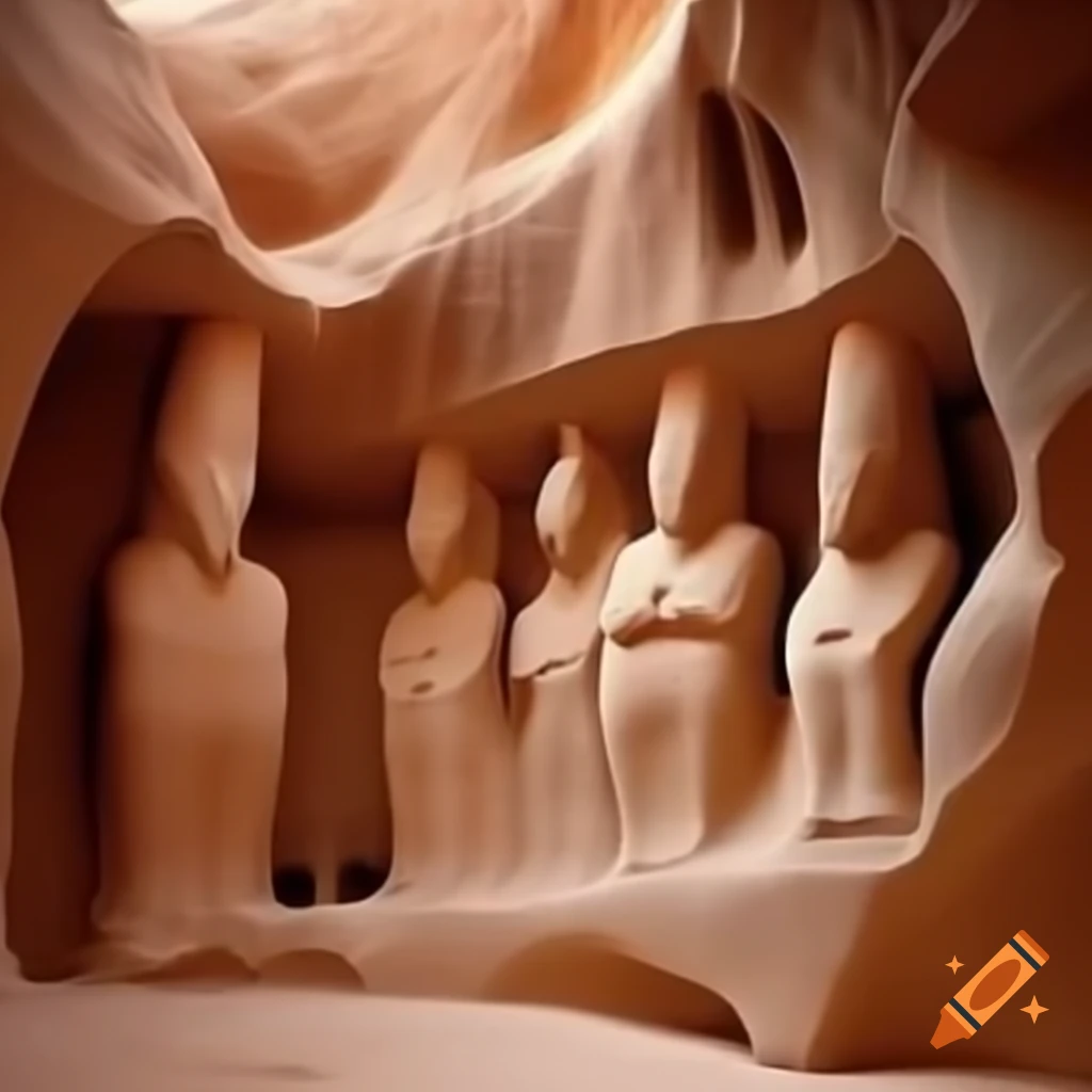 Ancient stone hoodoos carved into strange figures
