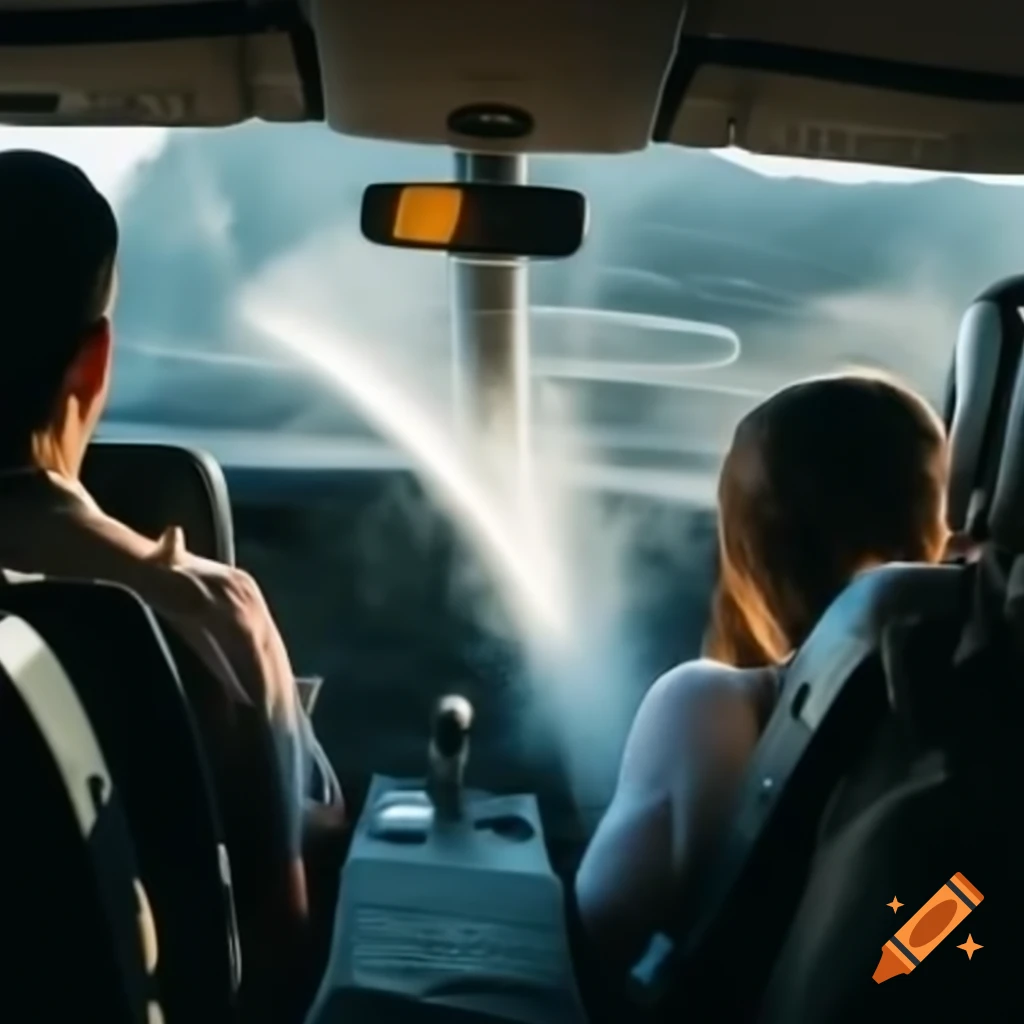 Jet spray in car AC vent spraying foam on passengers