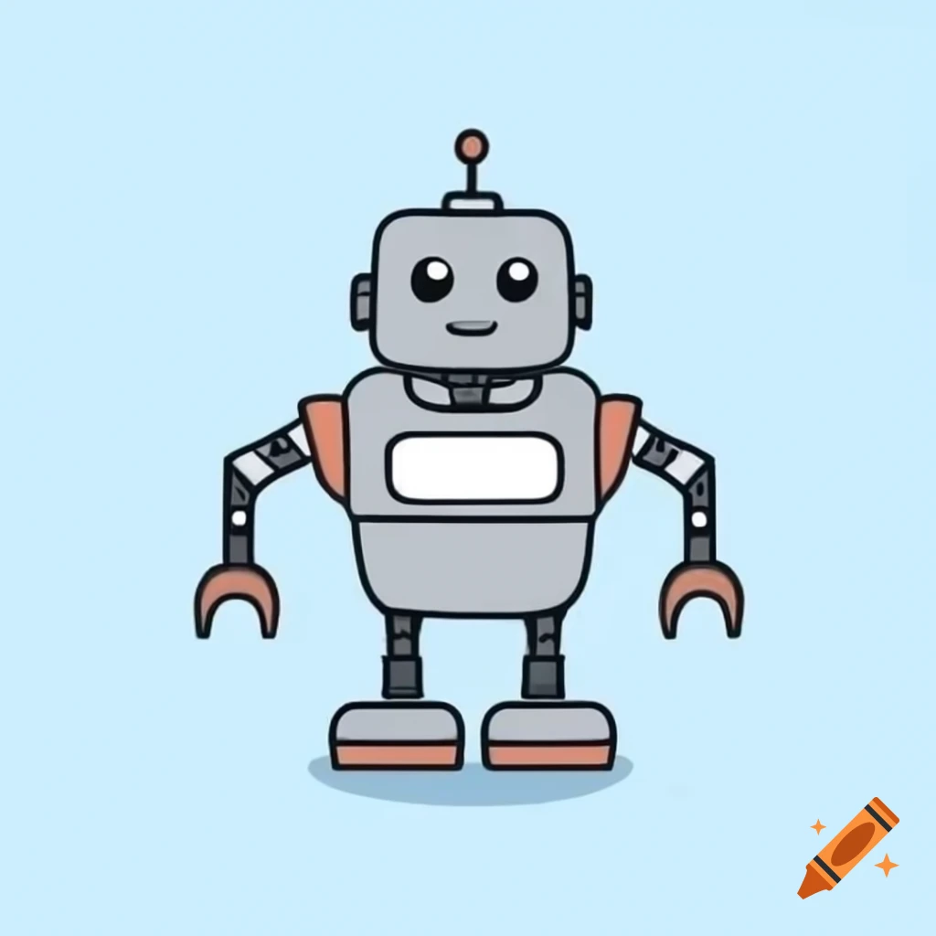Friendly robot cartoon character with screen chest waving hello on craiyon