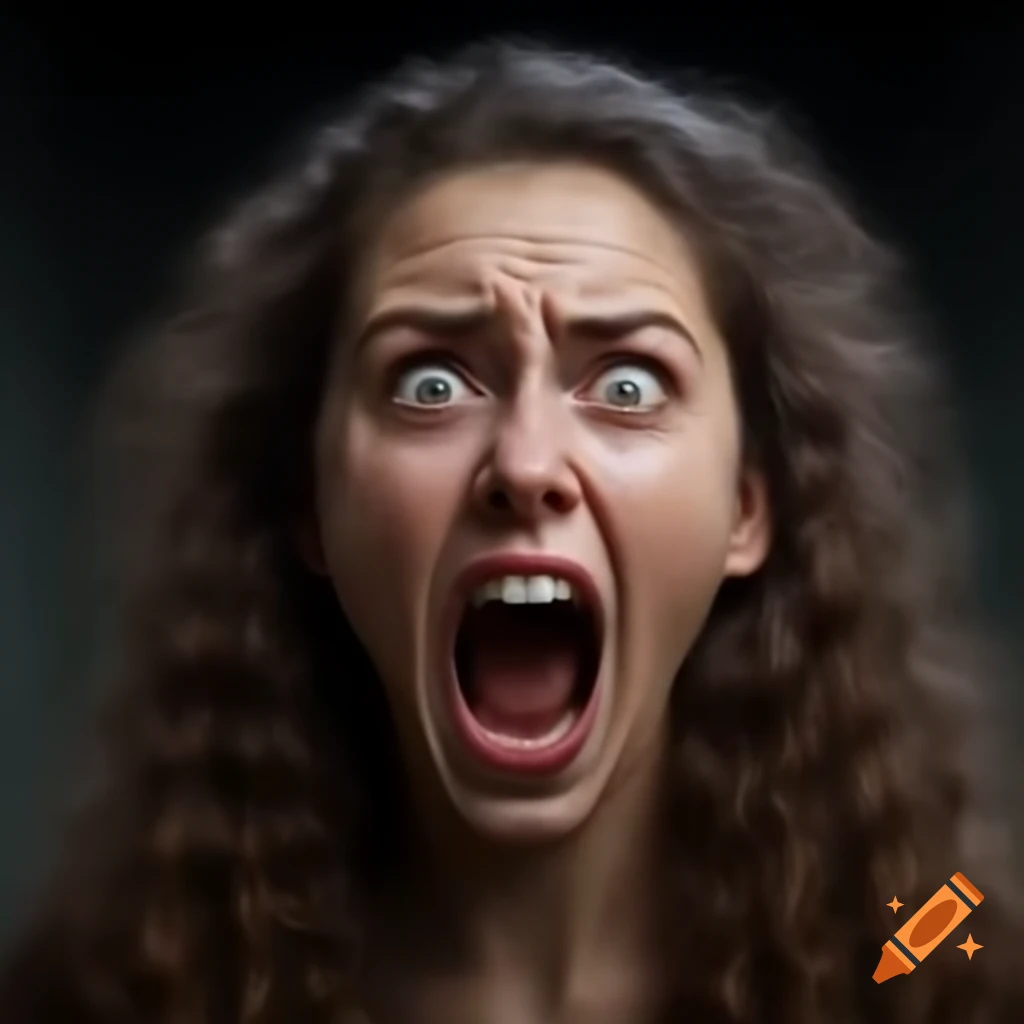 Upset curly-haired brunette Irish woman in stunning detail