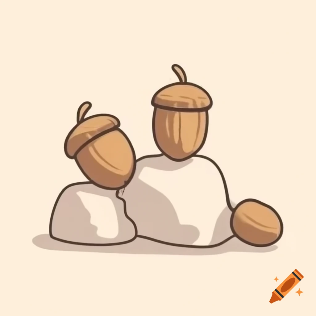 Line art of acorns and rocks