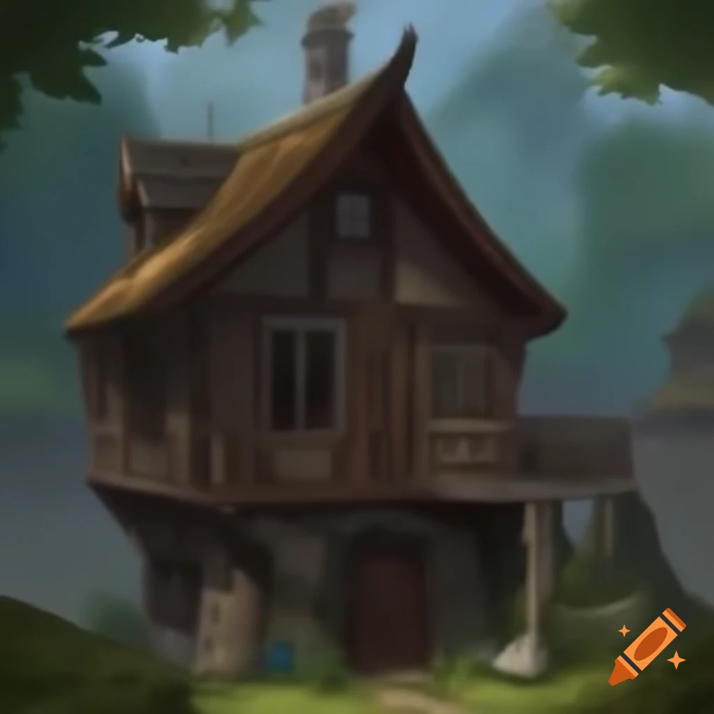 Medieval game house featuring traditional architecture