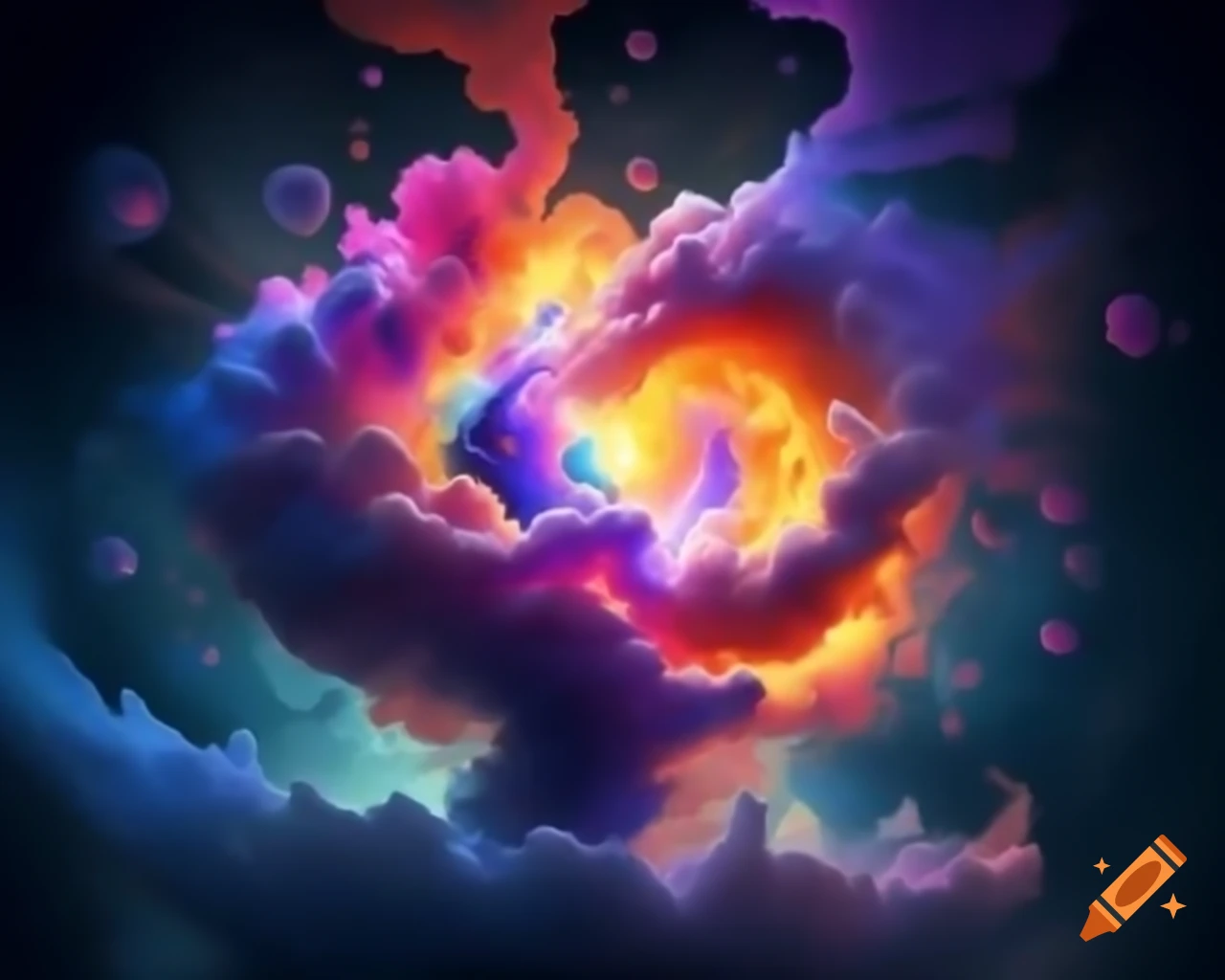 Vibrant abstract dance of colors blending reality and fantasy