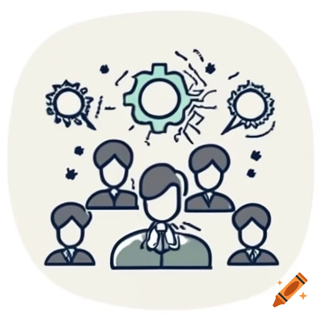 Illustration of a team collaborating with generalists