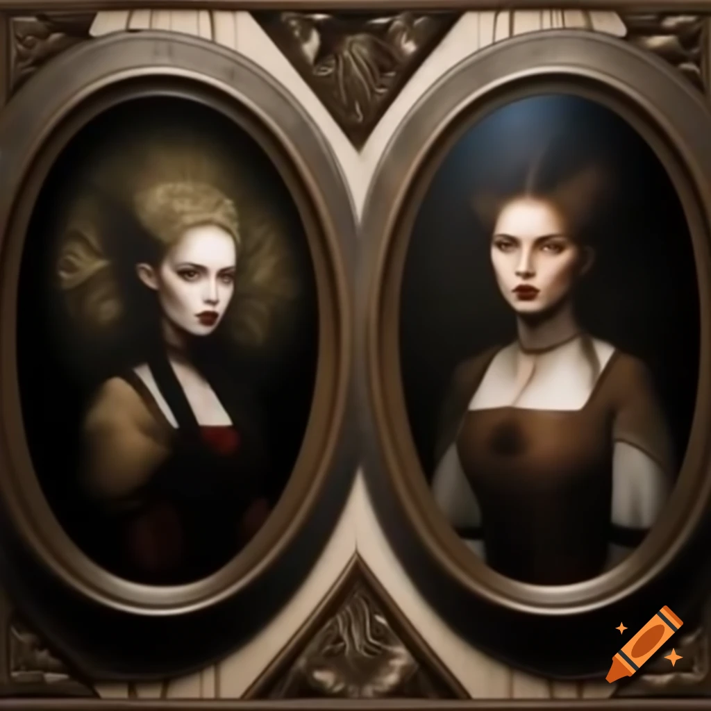 Contrast diptych featuring Southern Slavic woman on right and Gothic woman on left