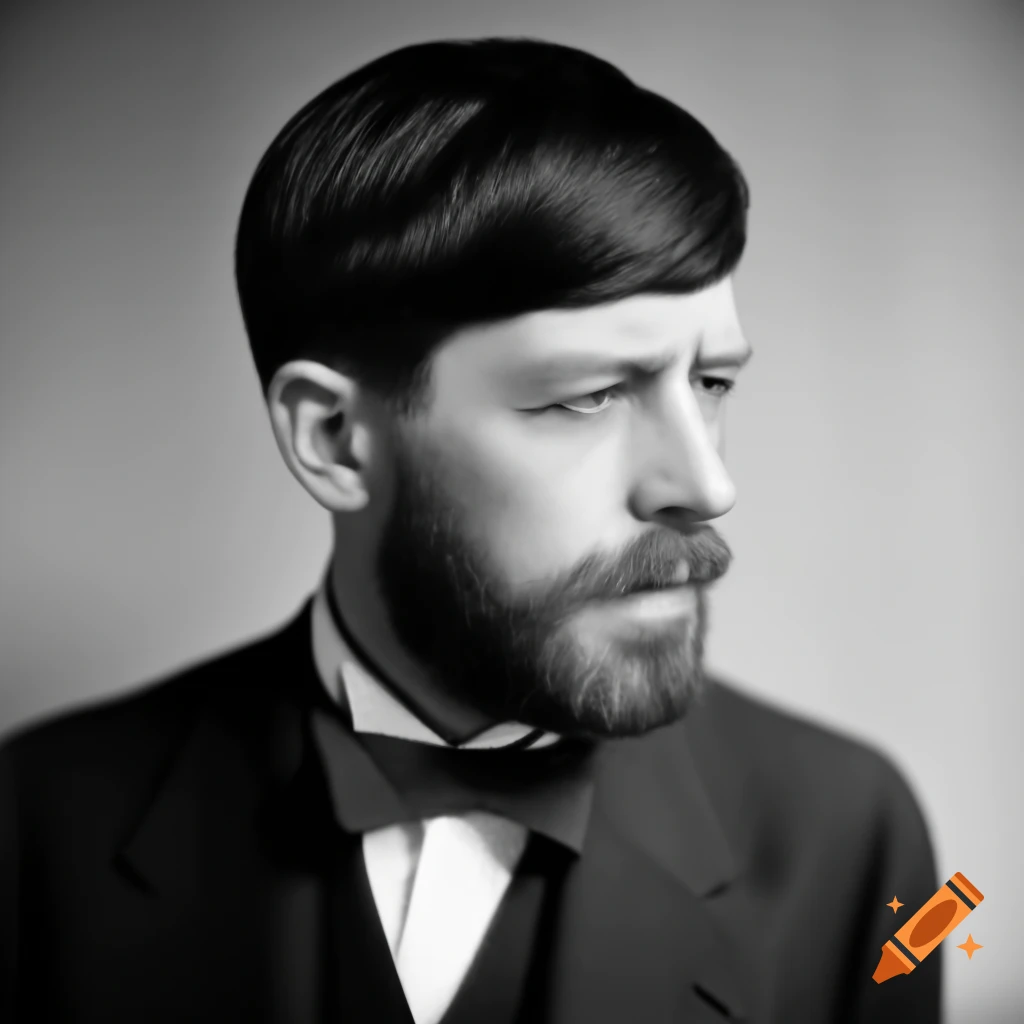 Portrait of a 45-year-old Scottish man from 1930 with a beard and short hair