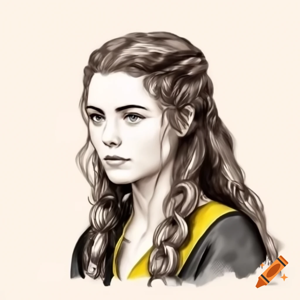 Game of Thrones-inspired sketch of woman in black and yellow dress
