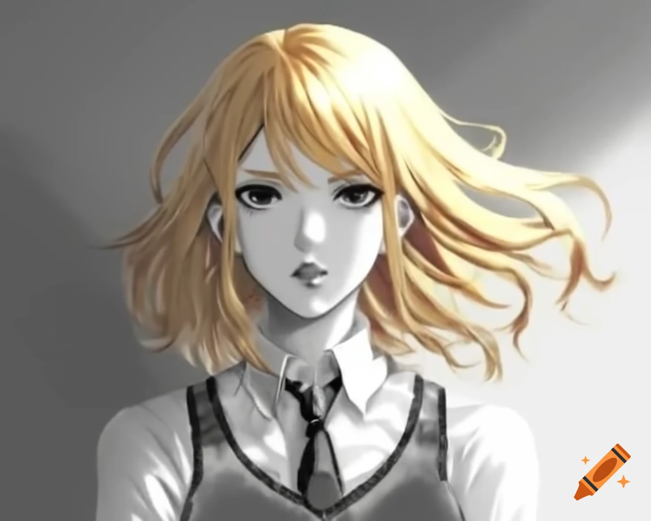 Japanese rebellious gyaru in summer uniform on school rooftop pixel