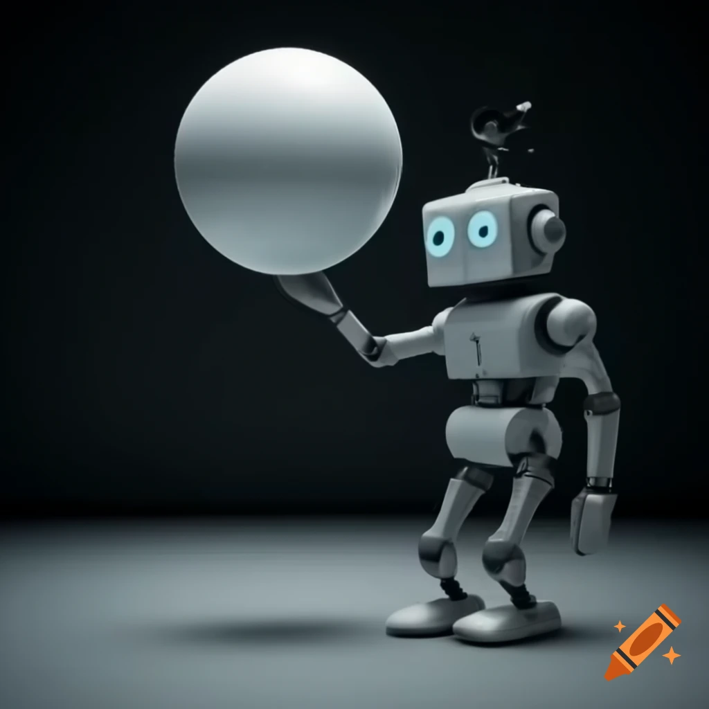 Robot holding a large ball overhead