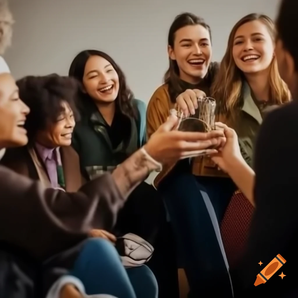 Group of people happily chatting