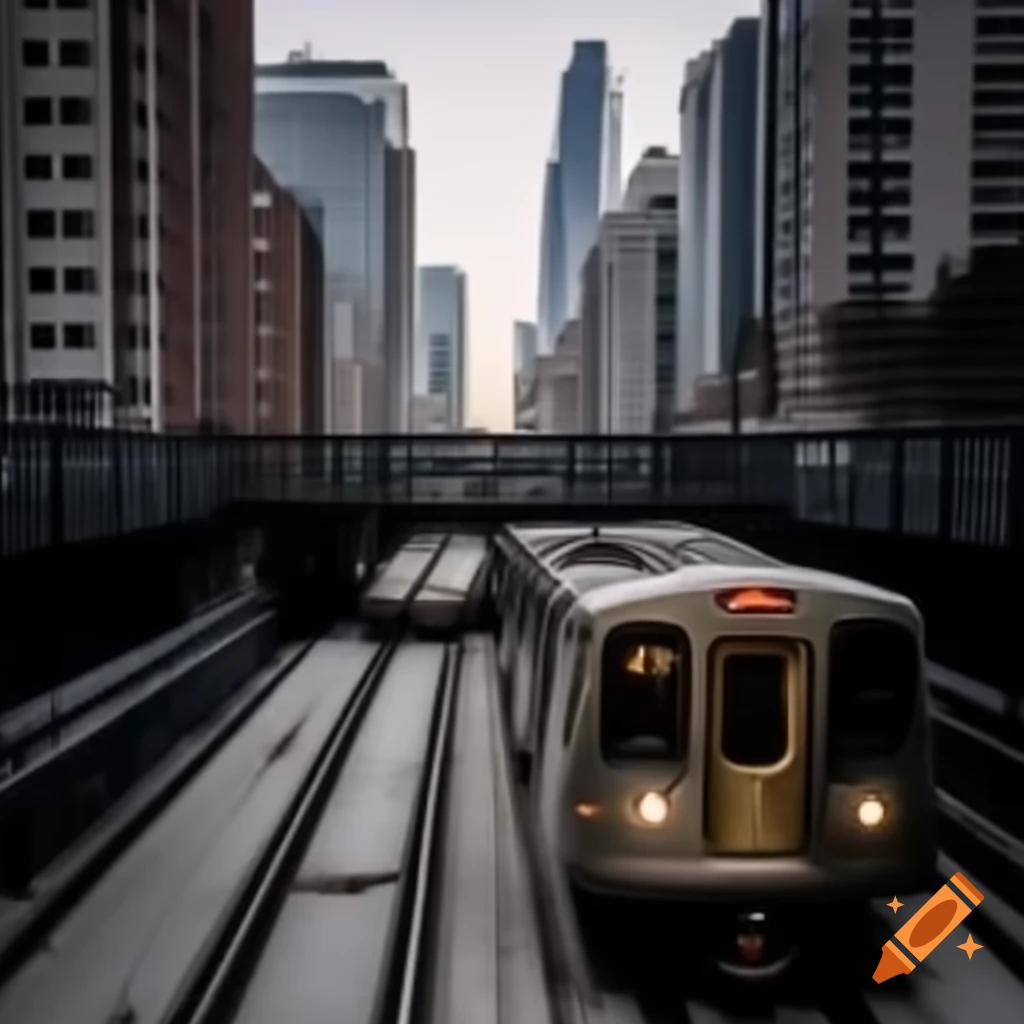 D62A train entering 74th Street Station in winter with skyscrapers
