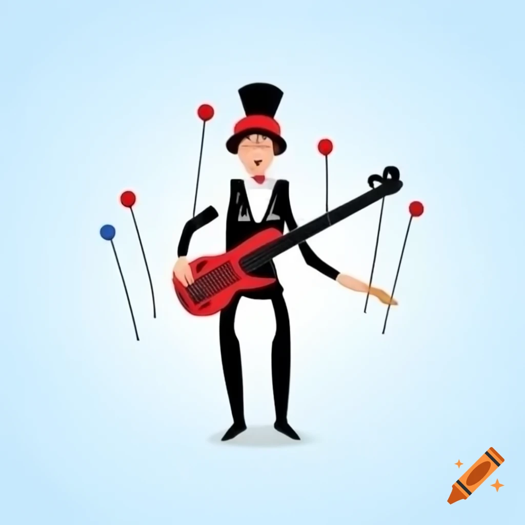 Circus musician playing bass