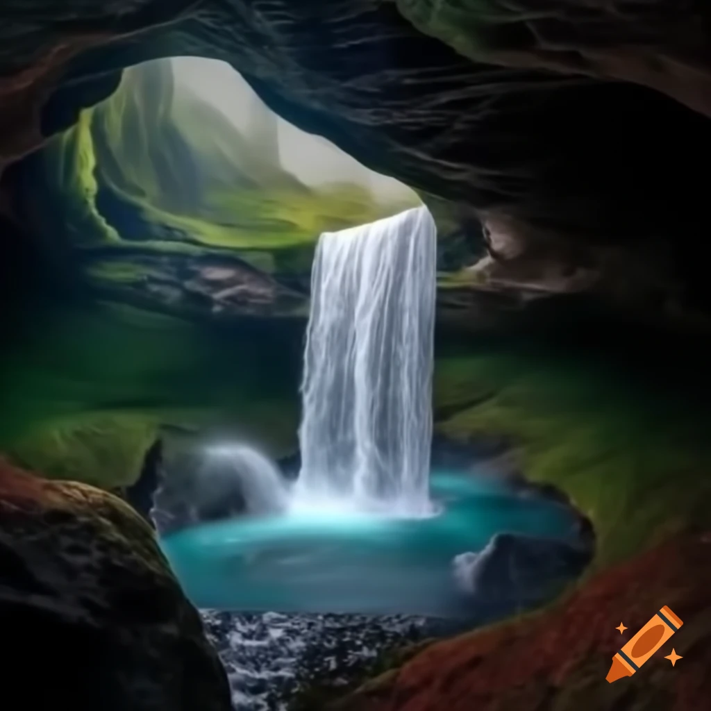 Surreal black waterfall