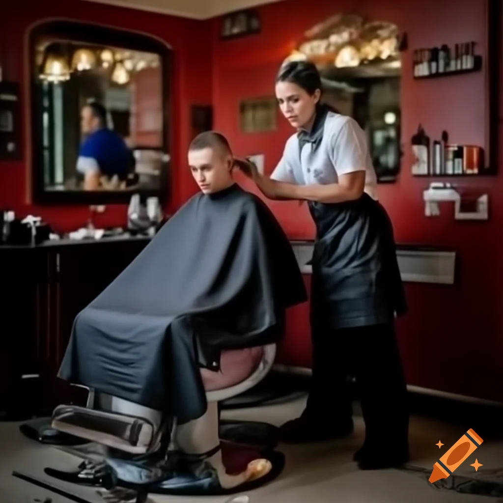 Female barber in a stylish barbershop