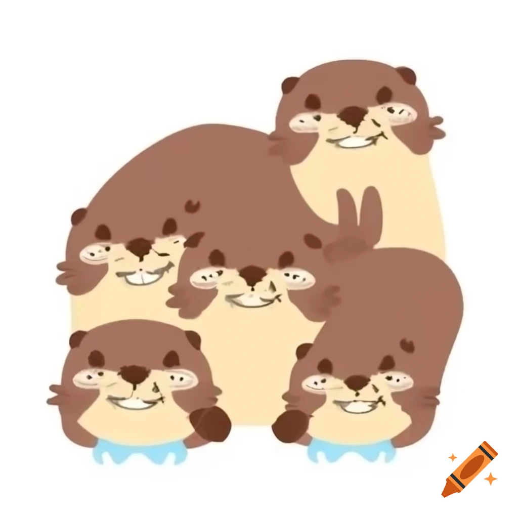 Group of cute otters interacting playfully