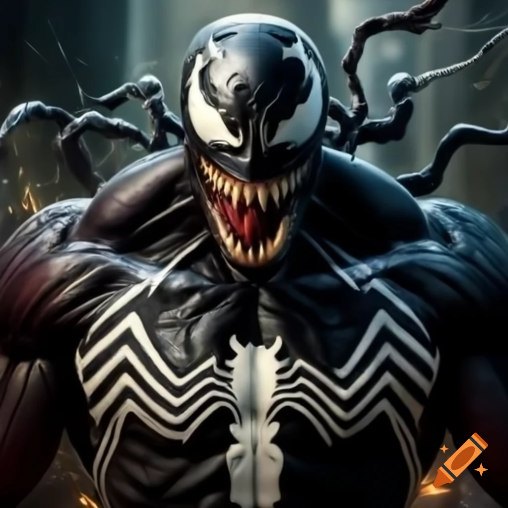 Venom symbiote interacting with a zombie character