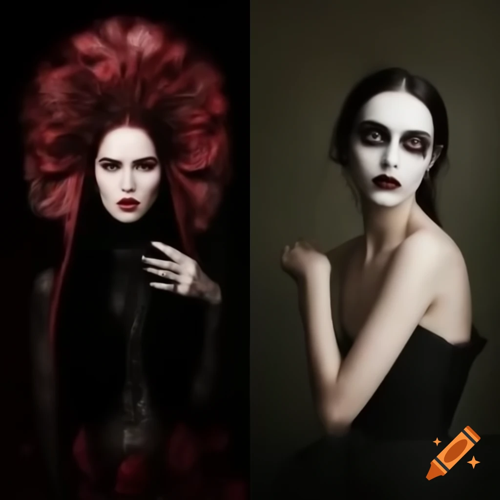 Contrast diptych featuring Southern Slavic woman on right and Gothic woman on left