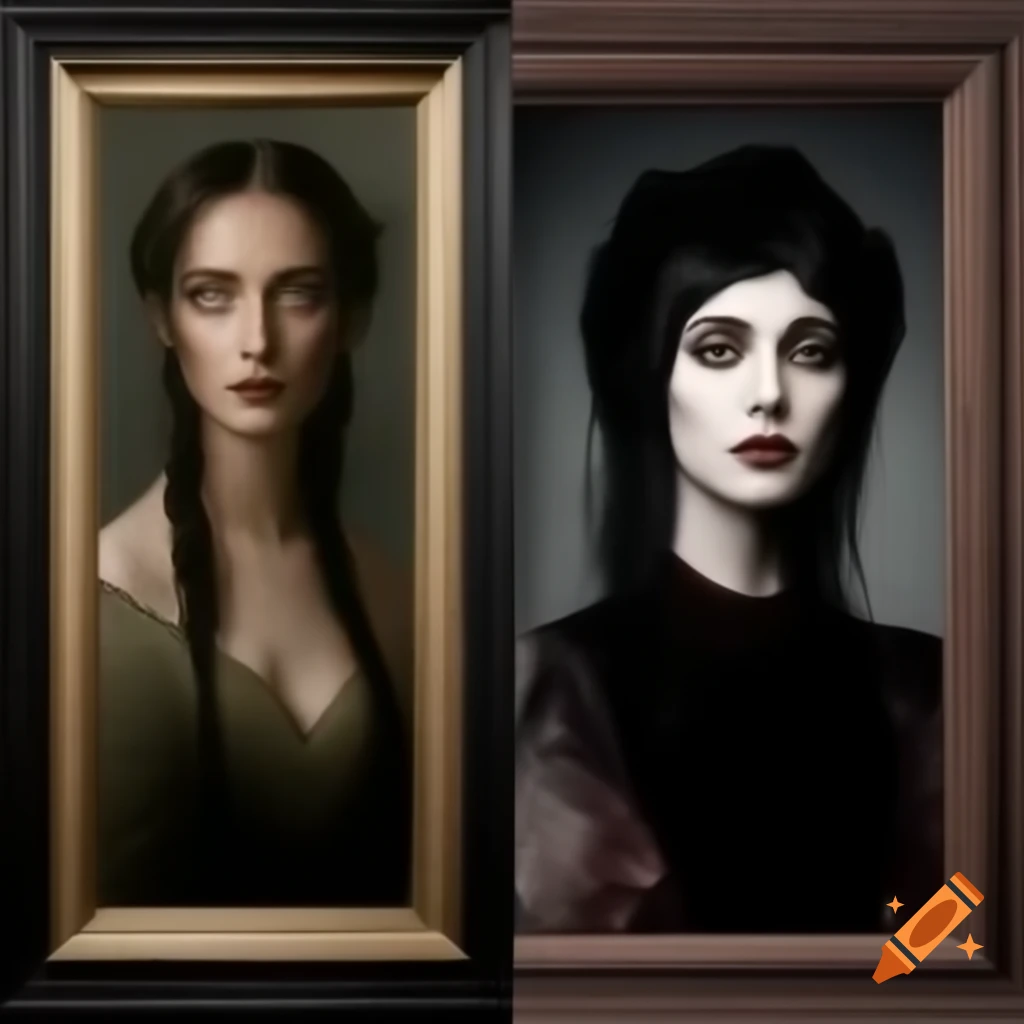 Contrast diptych featuring Southern Slavic woman on right and Gothic woman on left